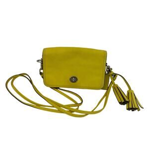 Coach Legacy Penny Crossbody Bag Yellow Leather with Tassels 19914